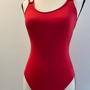 One piece swim suit.